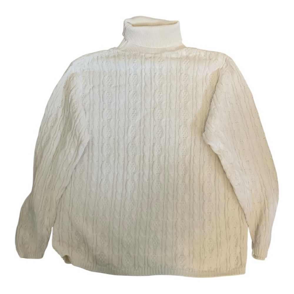 Rino Rossi White Cable Knit Turtleneck Sweater Women's Medium